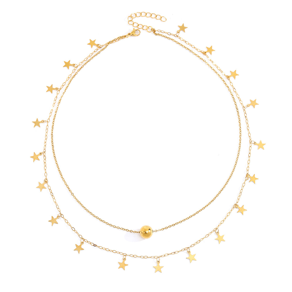 Classical Romantic Star 18K Gold Plated 304 Stainless Steel Alloy Wholesale Double Layer Necklaces