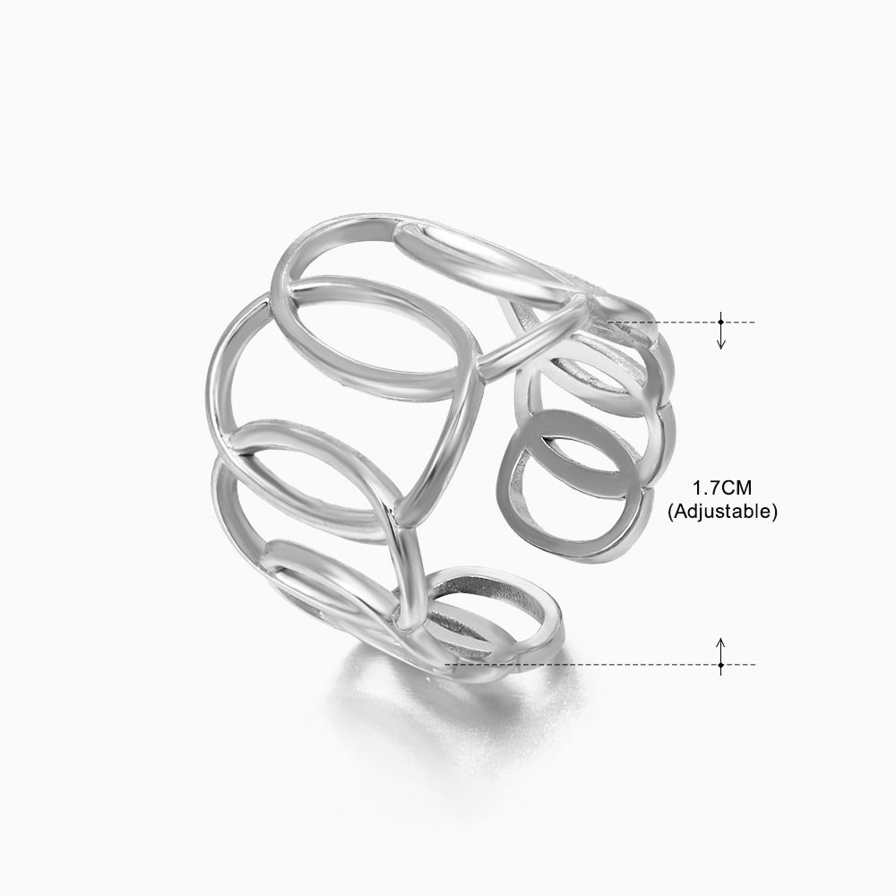 Fashion Geometric Stainless Steel Open Ring