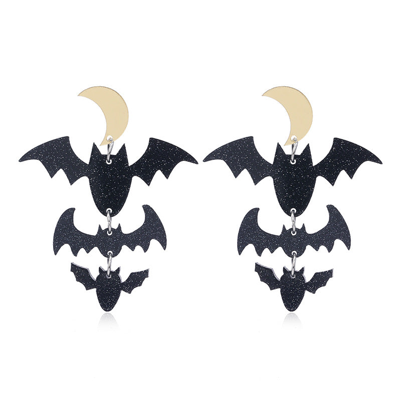 1 Pair Halloween Bat & Pumpkin Acrylic Drop Earrings