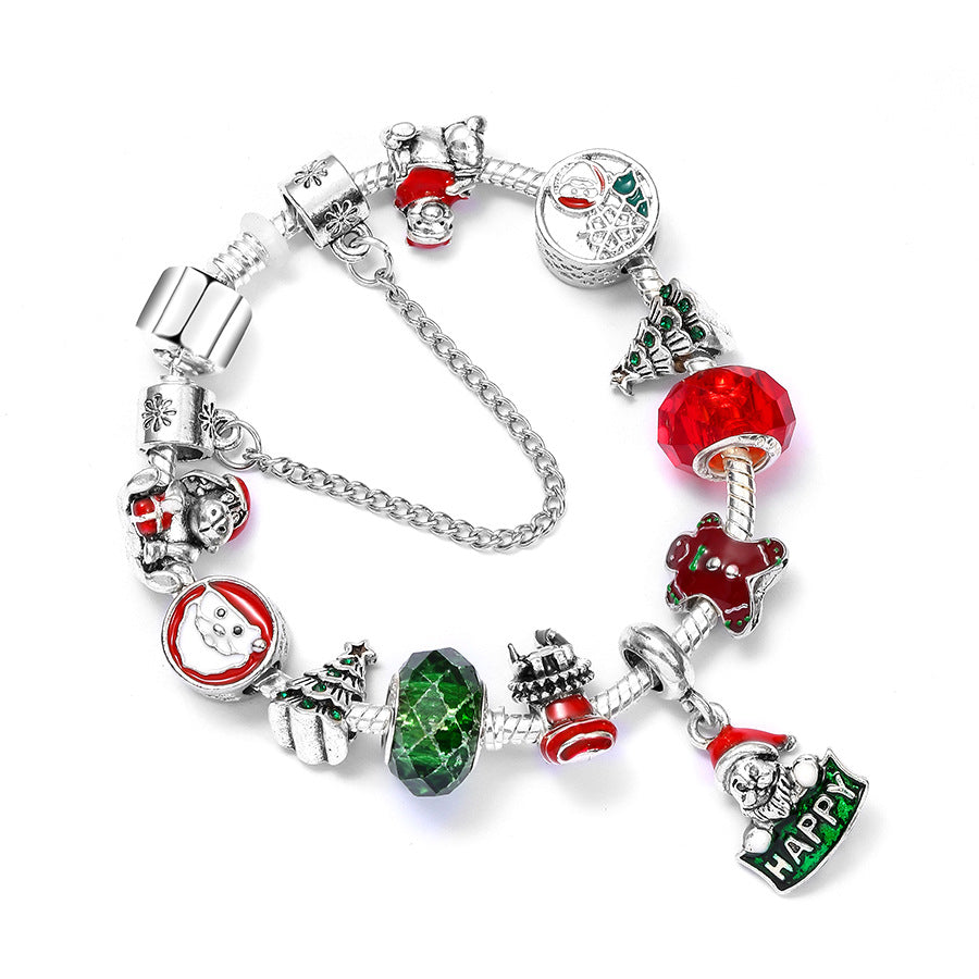 Geometric Alloy Beaded Unisex Bracelet - Christmas Santa Claus DIY Jewelry Gift