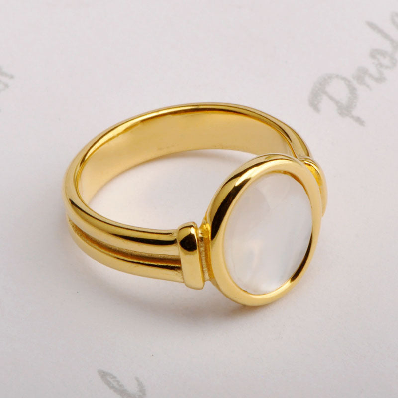 Elegant Oval Shell Titanium Steel 18K Gold Plated Ring