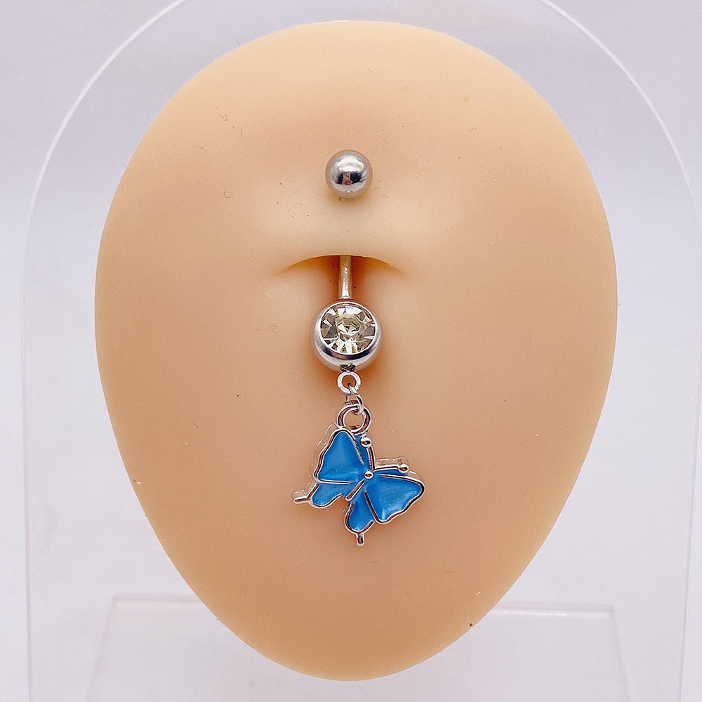 Streetwear Heart Butterfly Stainless Steel Belly Ring Pendant