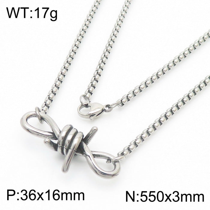 304 Stainless Steel Knot Design Necklace and Bracelet Set