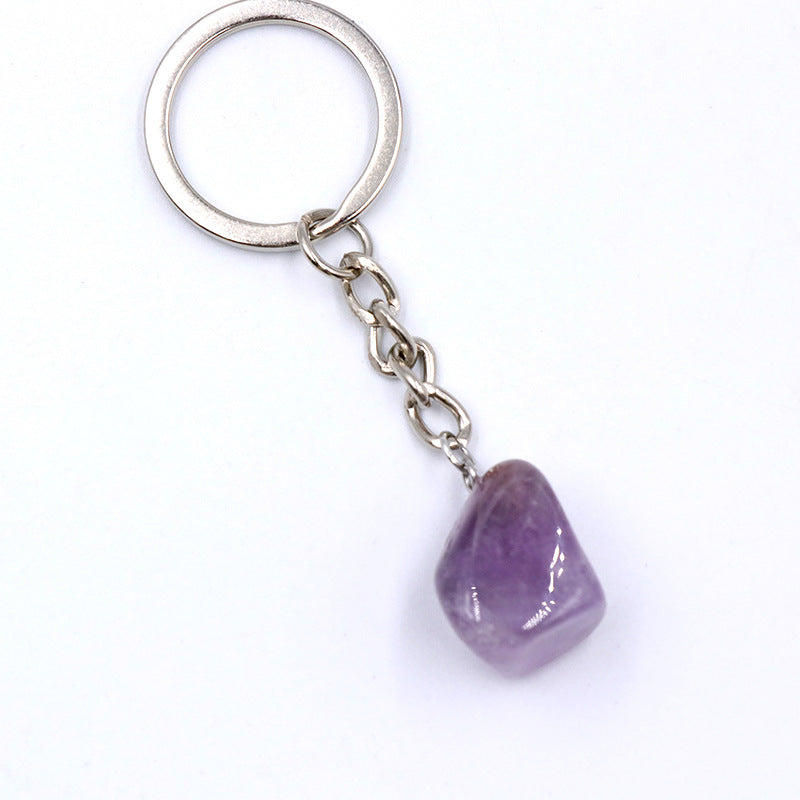 Irregular Natural Stone Crystal Keychain Pendant for Bags