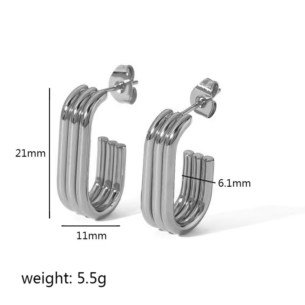 1 Pair Simple Style U Shape Plating 304 Stainless Steel 18K Gold Plated Ear Studs