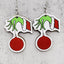 Cartoon Christmas Hat Monster Wood Drop Earrings