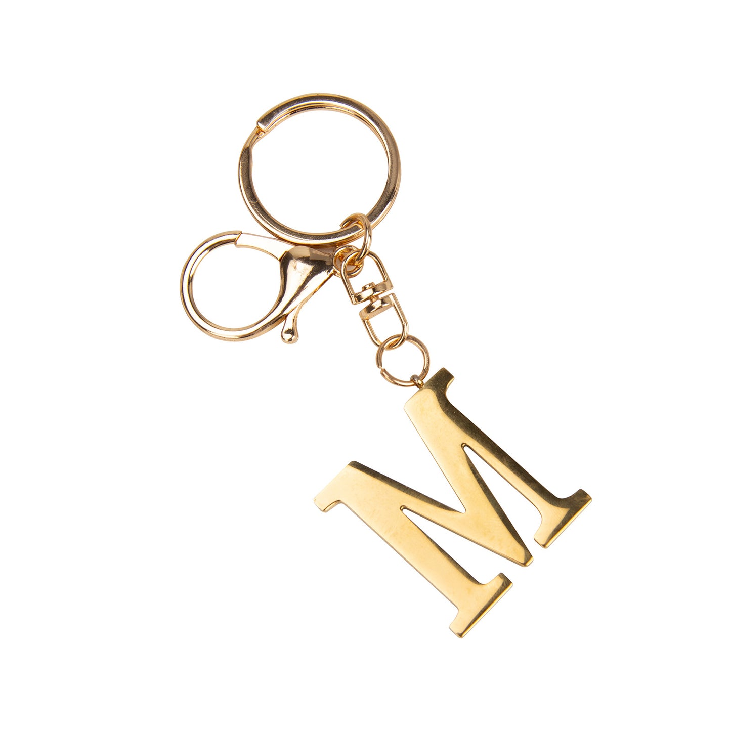 Stainless Steel Alphabet A Keychain Pendant with Gold Tag