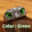 Retro Blue-Eyed Owl Adjustable Unisex Ring