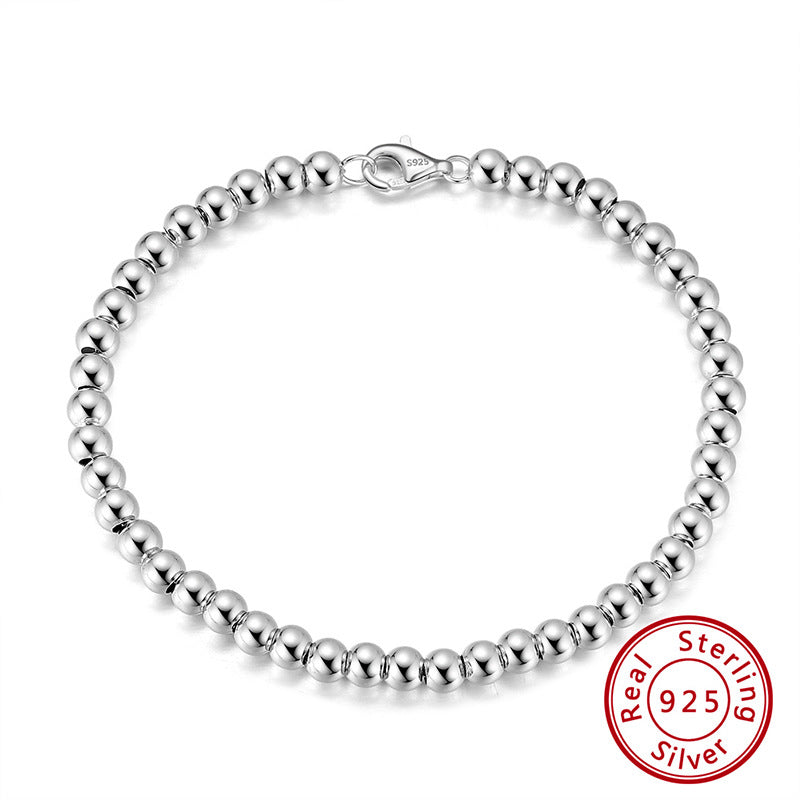 Simple Style Gold Plated S925 Sterling Silver Bracelet with Hollow Beads