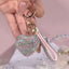 Luxurious Heart Shape Alloy Women's Bag Pendant Keychain with Rhinestone Charm