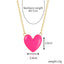 Fashion Rainbow Heart Alloy Enamel Pendant Necklace for Women