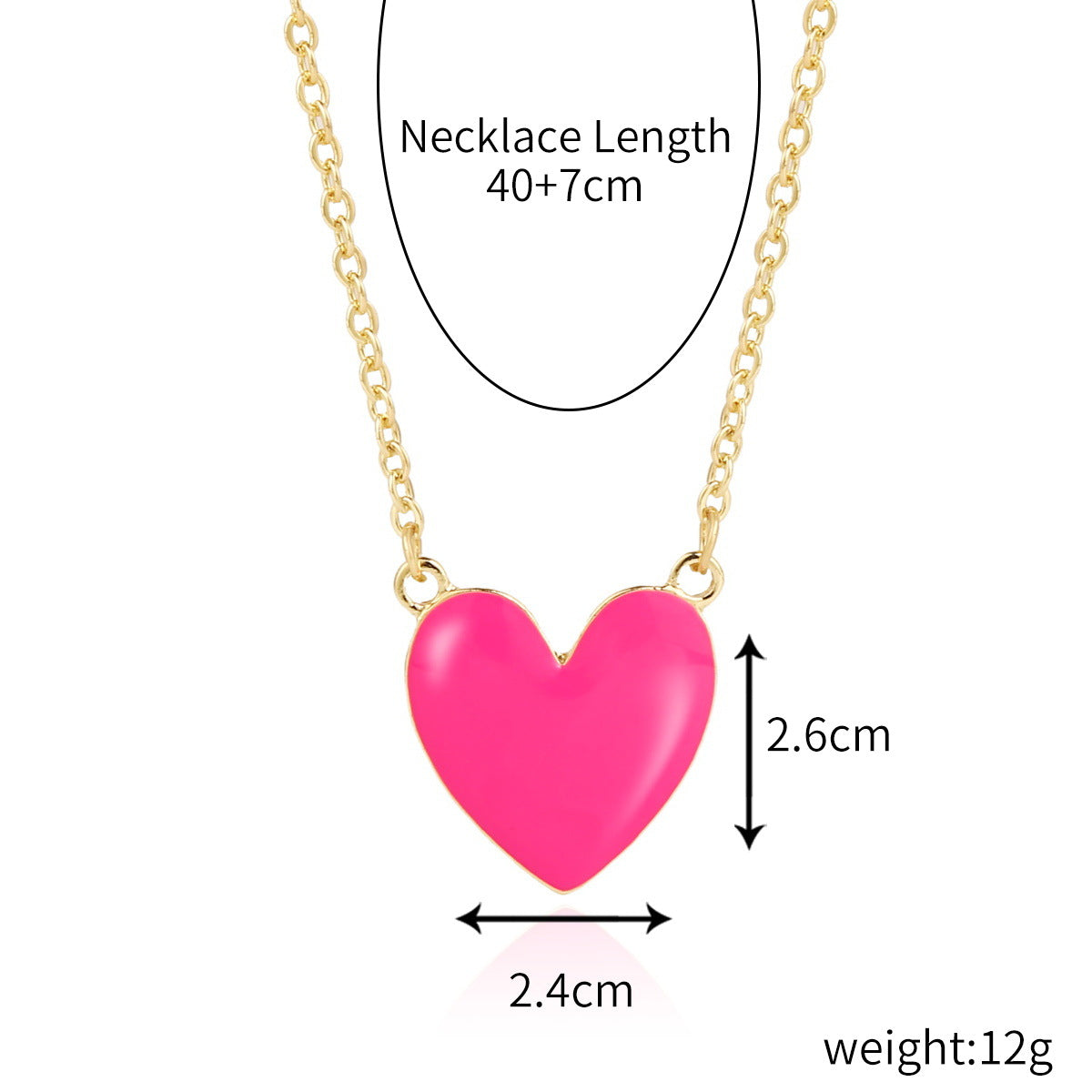 Fashion Rainbow Heart Alloy Enamel Pendant Necklace for Women