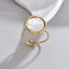 18K Gold Plated Asymmetrical Oval Shell Open Ring in Stainless Steel