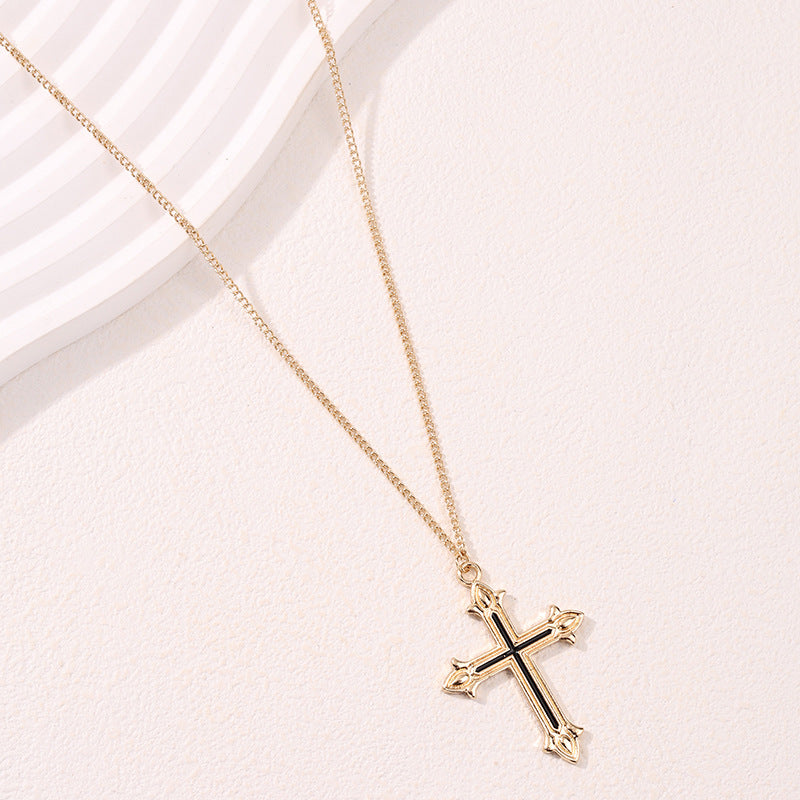 Elegant Enamel Cross Pendant Necklace for Women