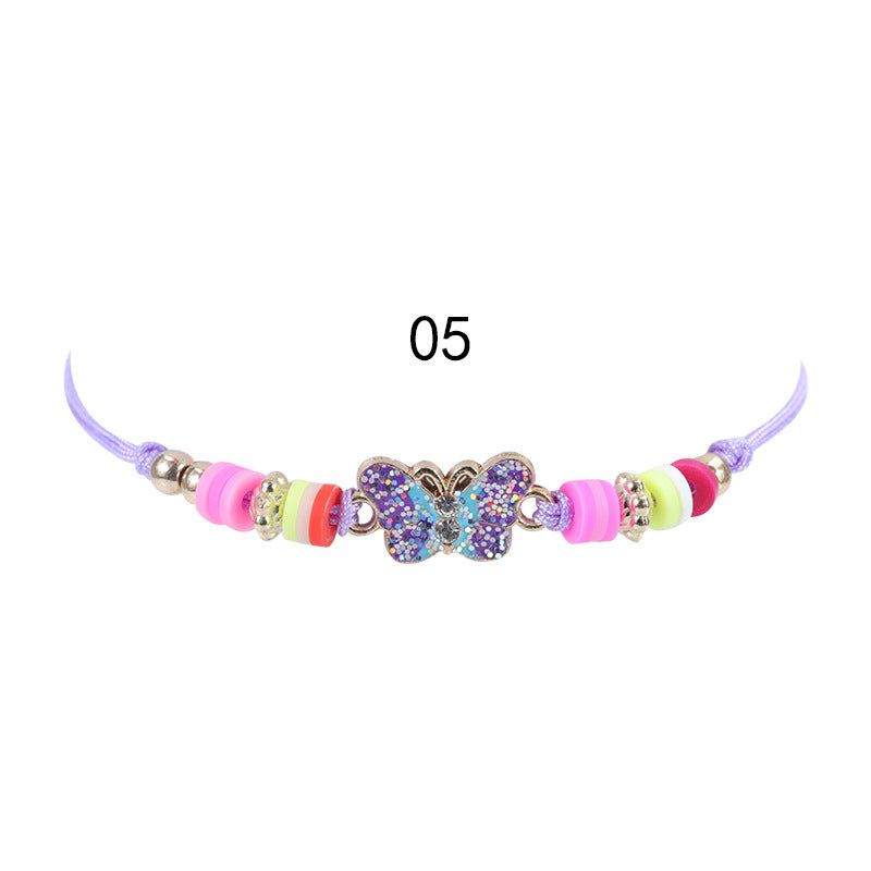 Colorful Butterfly Heart Kids' Friendship Bracelet and Necklace Set