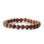 Retro Classic Round Wood Agate Beaded Bracelet with 8mm Tiger Eye and Rainbow Beads