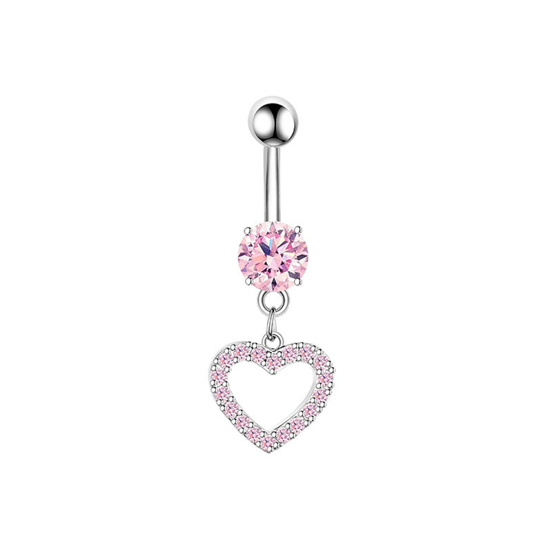 1 Piece 1 Set Belly Rings Simple Style Heart Shape 316 Stainless Steel  Inlay Zircon