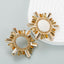 Fashion Color Rhinestone Hollow Sunflower Alloy Stud Earrings