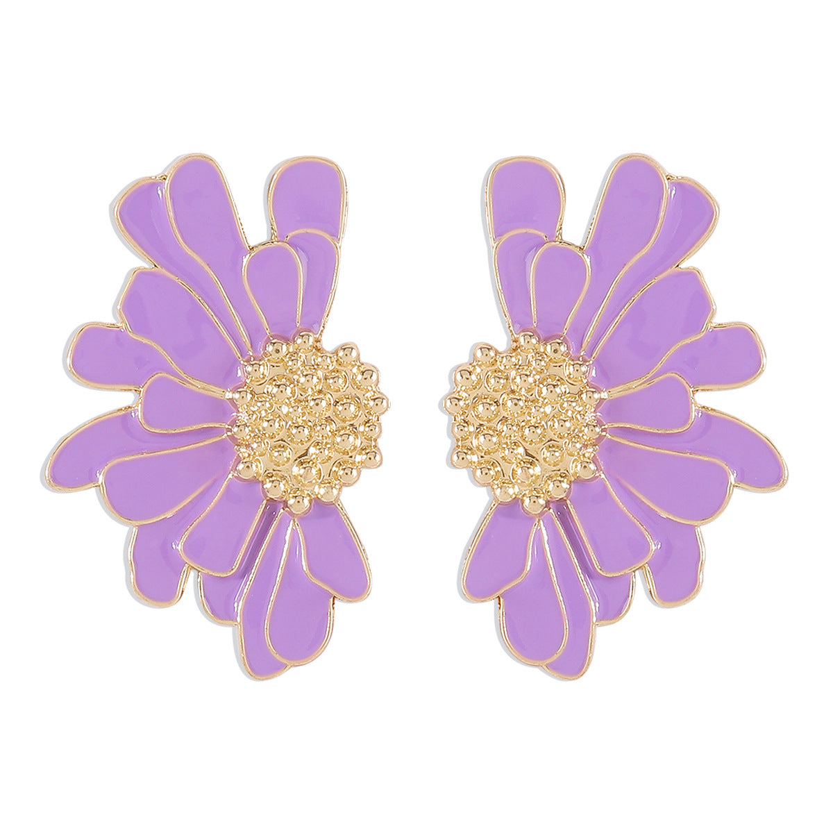 Elegant Vintage Flower Enamel Alloy Stud Earrings for Women