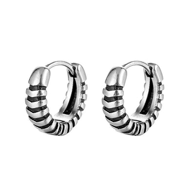 Hip-hop Titanium Steel Plated Men's Twisted Hoop Earrings