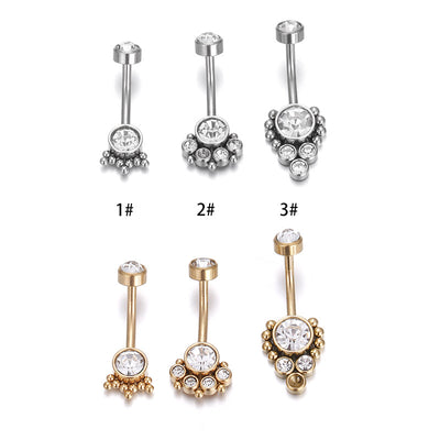 Simple Style Zircon Inlay Stainless Steel Belly Ring