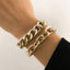 Geometric Iron Women's Bracelet with Gold and Silver Faceted Twisted Chain