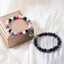 Simple Heart Shape Natural Stone Glass Beaded Unisex Couple Bracelets Set with Magnetic Attraction