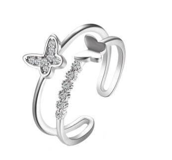 Vintage Heart-shaped Bear Star Moon Butterfly Alloy Rings Set