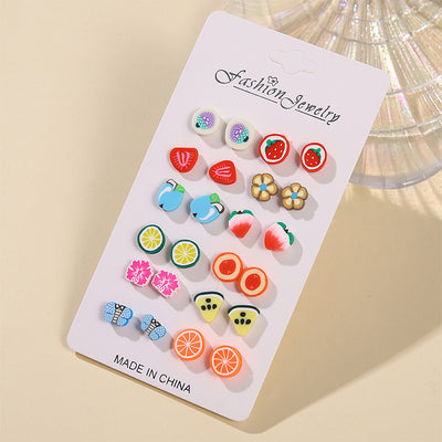 1 Set Casual Cute Simple Style Floral Strawberry Butterfly Plastic Resin Ear Studs