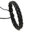 Fashion Geometric PU Leather Wax Line Men's Bracelet - Hand-Woven Black Three-Strand Design