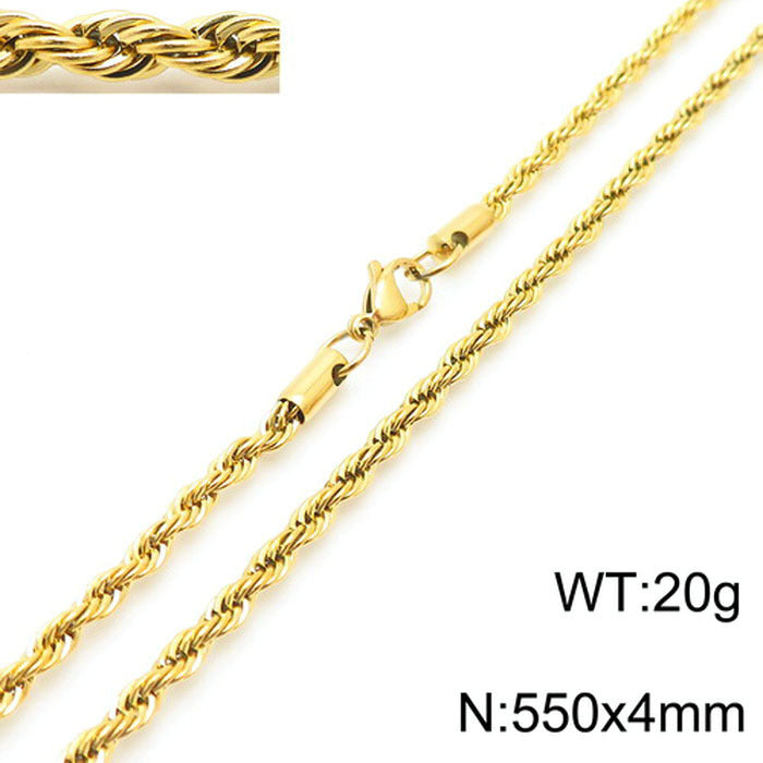 Retro Geometric Titanium Steel Plated Rope Chain Necklace