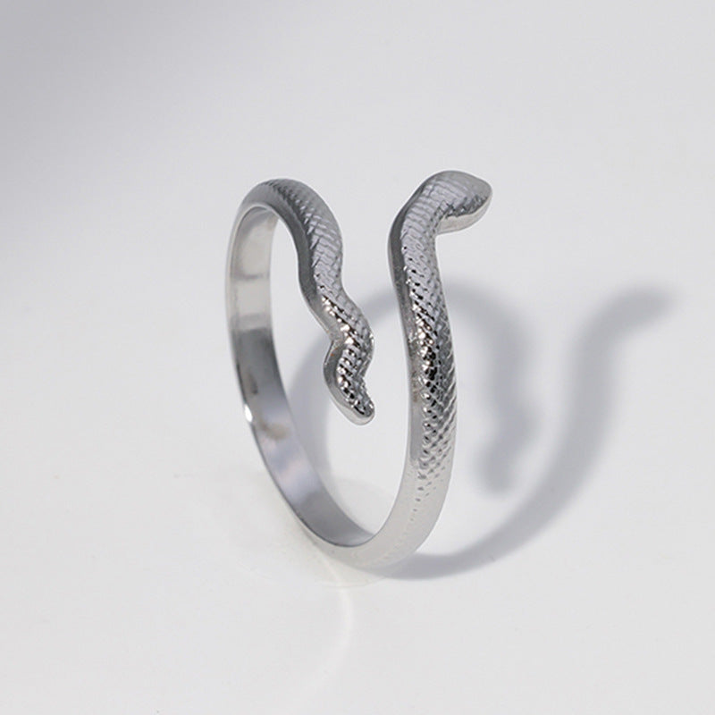 Vintage Snake Adjustable Stainless Steel Open Ring