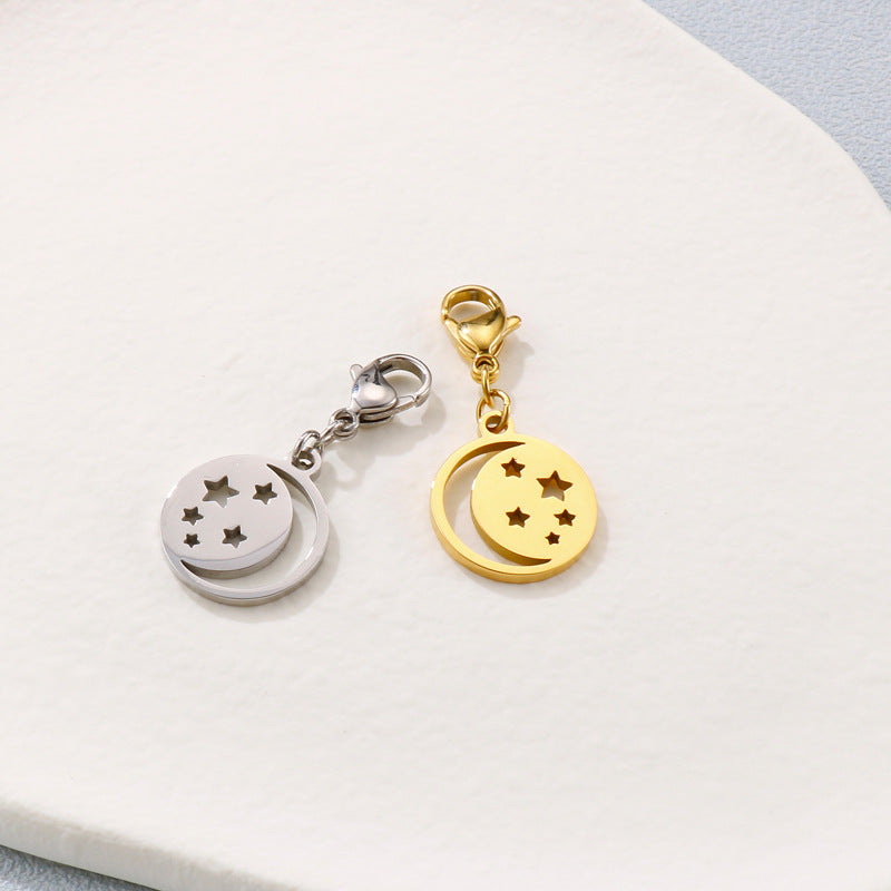 Star Moon Stainless Steel Cartoon Angel Ghost Lightning Pendant DIY Jewelry Accessories