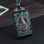 Ethnic Square Alloy Wood Pendant Necklace with Nepalese Thangka Design