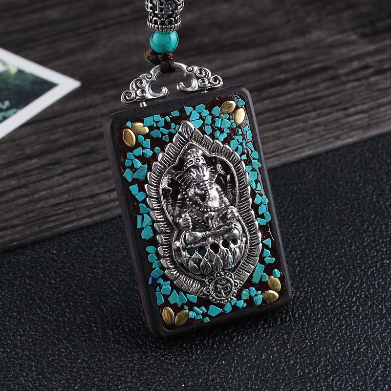 Ethnic Style Square Alloy Wood Unisex Pendant Necklace 1 Piece