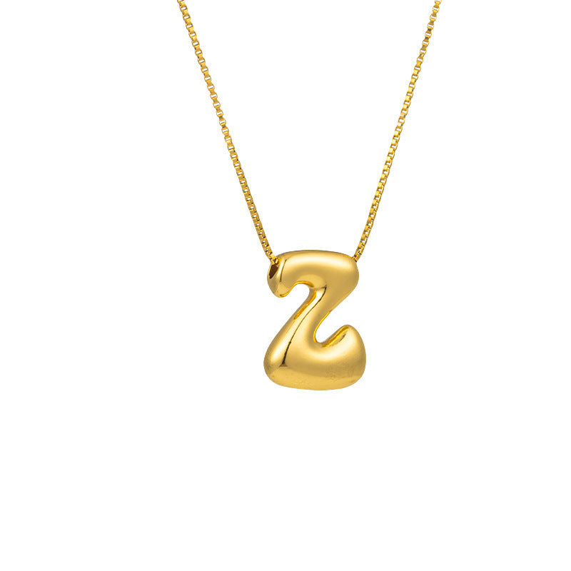 304 Stainless Steel Gold Plated Bubble Letter Necklace