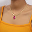 Retro Rectangle Gemstone Inlay Rhinestone Pendant Necklace for Women