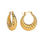 Gold-plated Twisted Croissant Stainless Steel Hoop Earrings