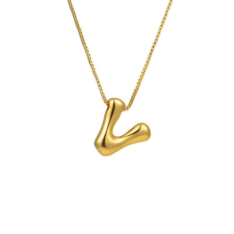 304 Stainless Steel Gold Plated Bubble Letter Necklace