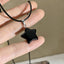 Simple Star Natural Stone Pendant Necklace with Leather Rope