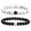 Unisex Natural Stone Lava Tiger Eye White Agate Beaded Bracelet Set