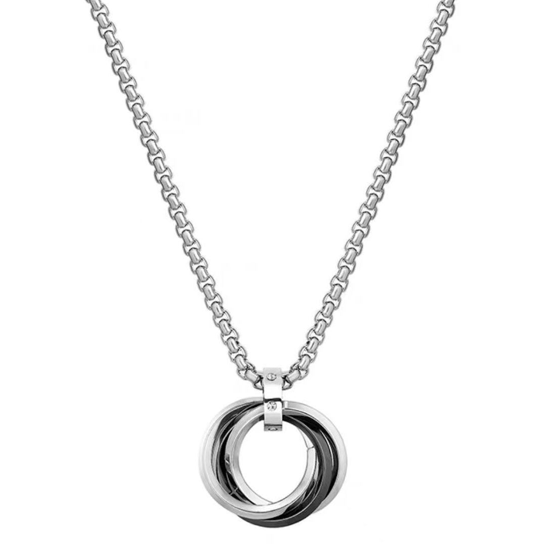 Hip-hop Stainless Steel Triple Ring Pendant Necklace for Men