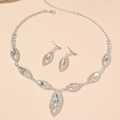 Wholesale Crystal Titanium Steel Necklace and Earring Set for Weddings and Parties