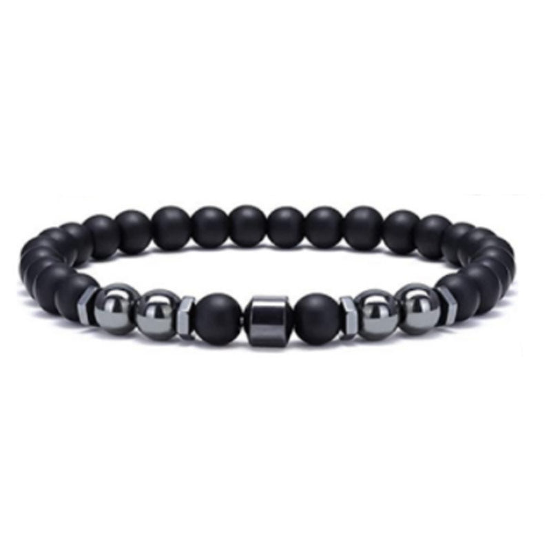 Retro Matte Black Magnetic Stone Beaded Anklet