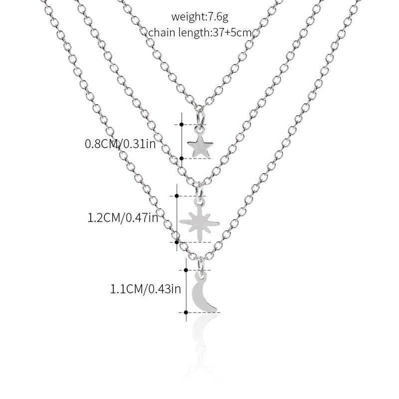 Simple Style Star Moon Alloy Multi-Layer Women's Necklace