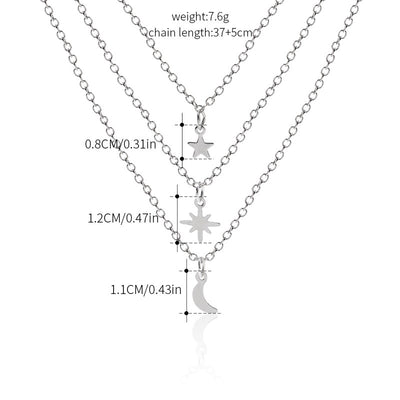 Simple Style Star Moon Alloy Multi-Layer Women's Necklace