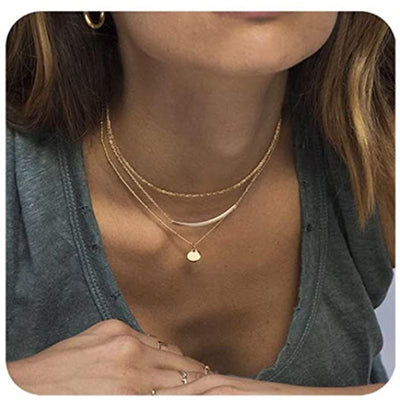 Simple Style Layered Pendant Necklace Set for Women