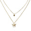 Fashion Double Rhinestone Butterfly Pendent Alloy Necklace