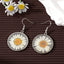 Vintage Style Chrysanthemum Transparent Dried Flower Resin Pendant Earrings Necklace Set