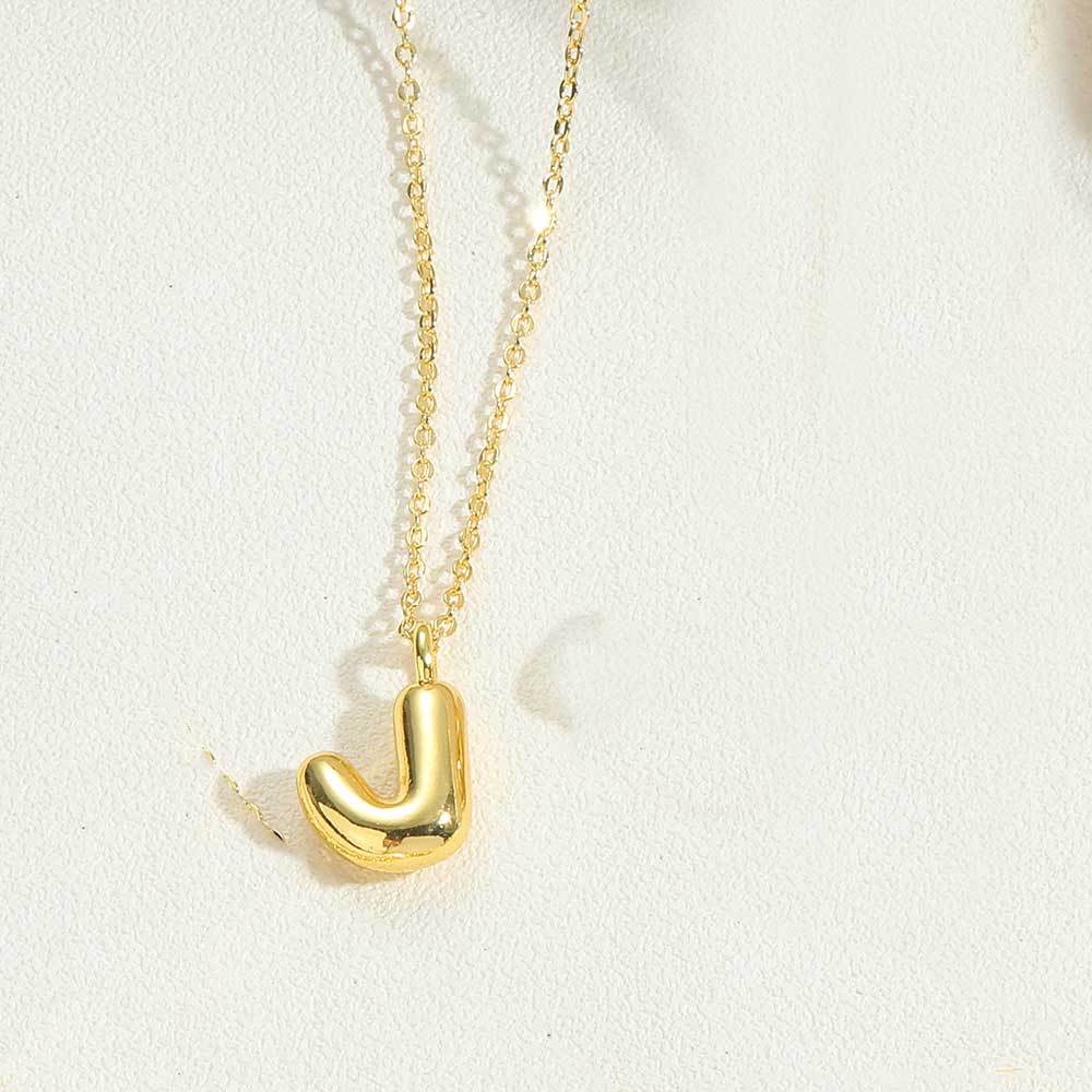 14K Gold Plated Copper Initial Pendant Necklace